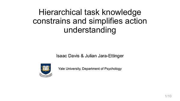 Hierarchical task knowledge constrains and simplifies action understanding