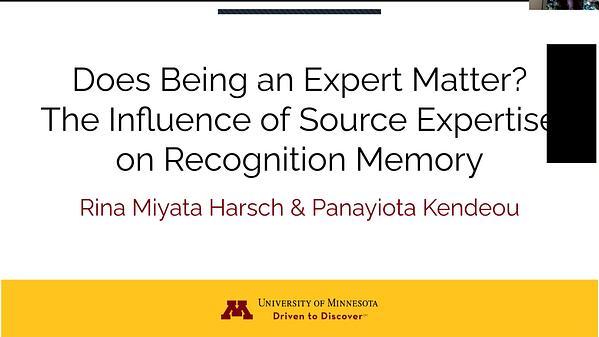 Does Being an Expert Matter? The Influence of Source Expertise on Recognition Memory