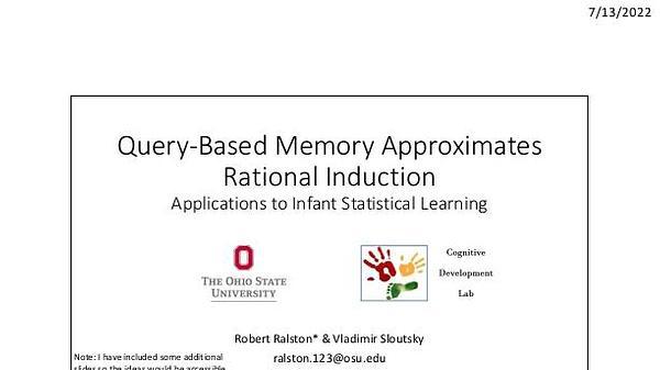Query-Based Memory Approximates Rational Induction: Applications to Infant Statistical Learning