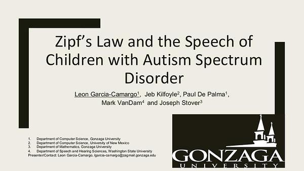 A First Look at Zipf's Law and the Speech of Children with Autism Spectrum Disorder
