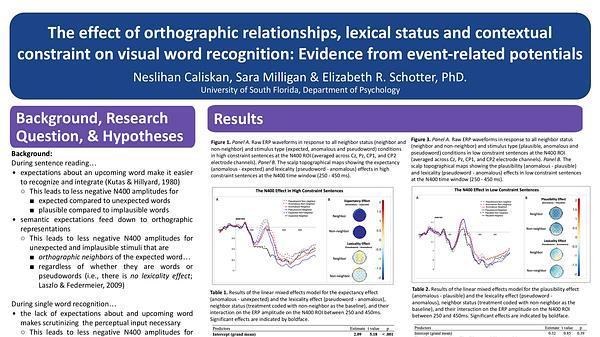 The effect of orthographic relationships, lexical status and contextual constraint on visual word recognition: Evidence from event-related potentials