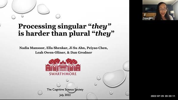 Processing singular "they" is harder than plural "they", but does not cause referential failure