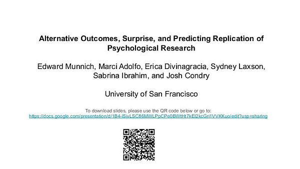 Alternative Outcomes, Surprise, and Predicting Replication of Psychological Research