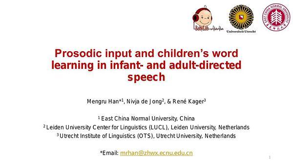 Prosodic input and children’s word learning in infant- and adult-directed speech