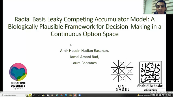 Radial Basis Leaky Competing Accumulator Model: A Biologically Plausible Framework for Decision-Making in a Continuous Option Space