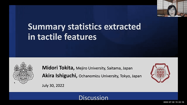 Summary statistics extracted in tactile feature
