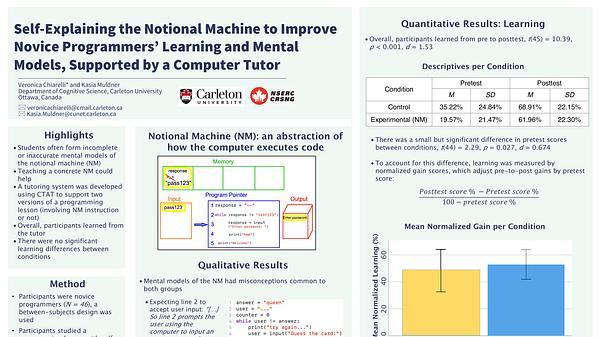 Self-Explaining the Notional Machine to Improve Novice Programmers’ Learning and Mental Models, Supported by a Computer Tutor System