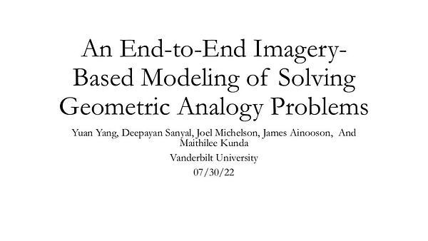 An End-to-End Imagery-Based Modeling of Solving Geometric Analogy Problems