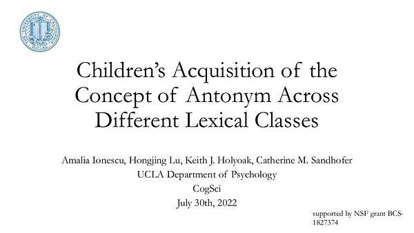 Children’s Acquisition of the Concept of Antonym Across Different Lexical Classes