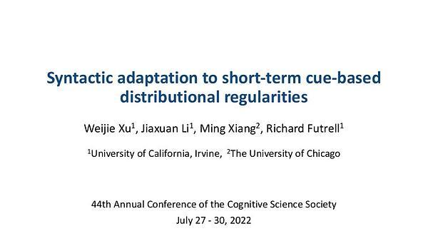 Syntactic adaptation to short-term cue-based distributional regularities