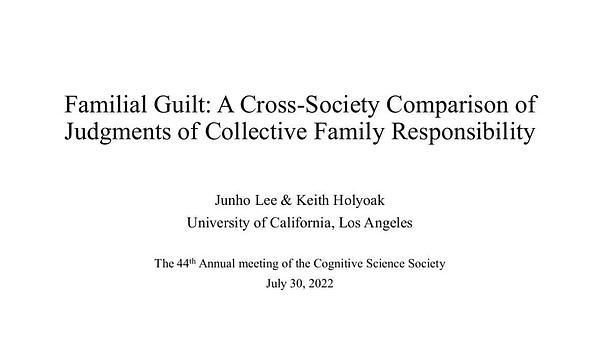 Familial Guilt: A Cross-Society Comparison of Judgments of Collective Family Responsibility
