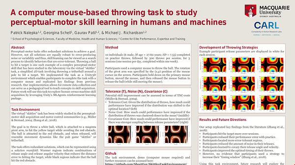 A computer mouse-based throwing task to study perceptual-motor skill learning in humans and machines