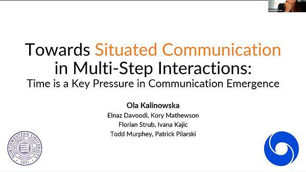 Towards Situated Communication in Multi-Step Interactions: Time is a Key Pressure in Communication Emergence