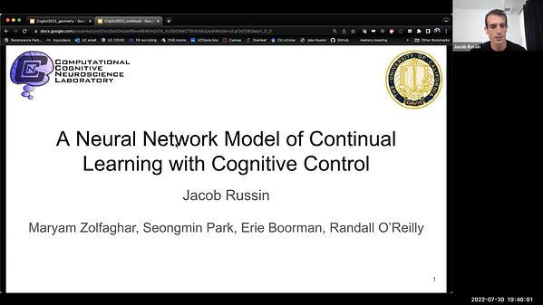 A Neural Network Model of Continual Learning with Cognitive Control