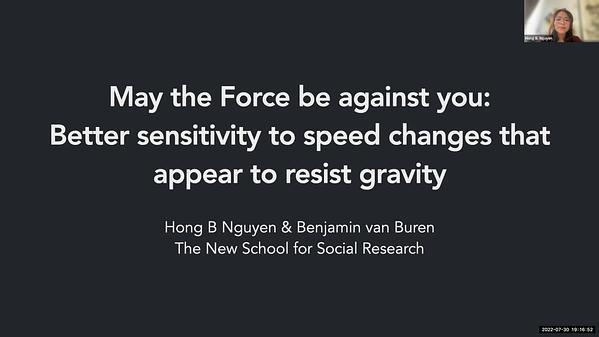 May the Force be against you: Better sensitivity to speed changes opposite to gravity