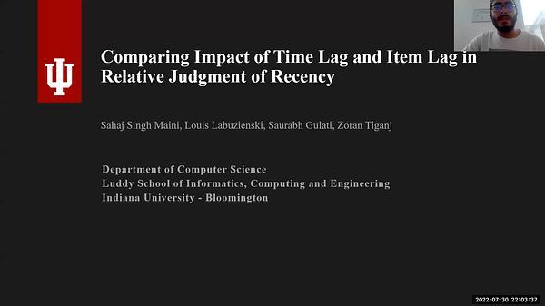 Comparing Impact of Time Lag and Item Lag in Relative Judgment of Recency