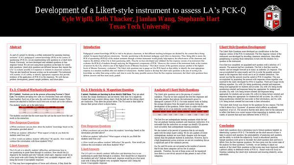 Development of a Likert-style instrument to assess LA’s PCK-Q