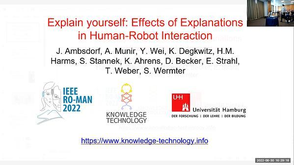 Explain yourself! Effects of Explanations in Human-Robot Interaction