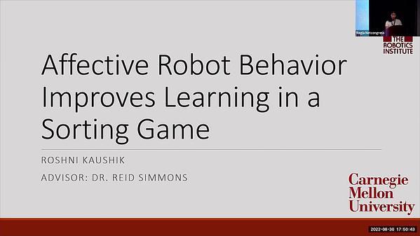 Affective Robot Behavior Improves Learning in a Sorting Game