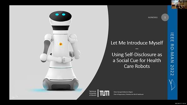 Let Me Introduce Myself – Using Self-Disclosure as a Social Cue for Health Care Robots