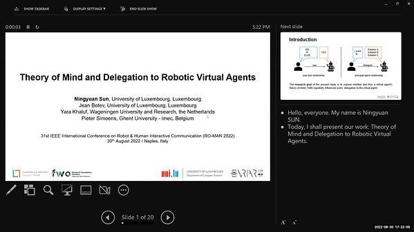 Theory of Mind and Delegation to Robotic Virtual Agents