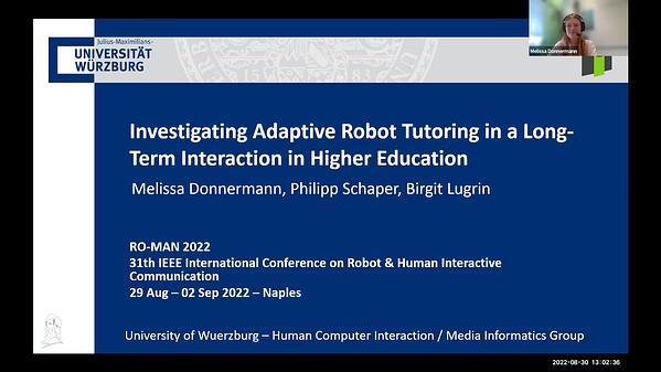 Investigating Adaptive Robot Tutoring in a Long-Term Interaction in Higher Education