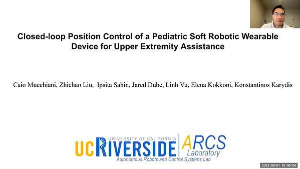 Closed-loop Position Control of a Pediatric Soft Robotic Wearable Device for Upper Extremity Assistance