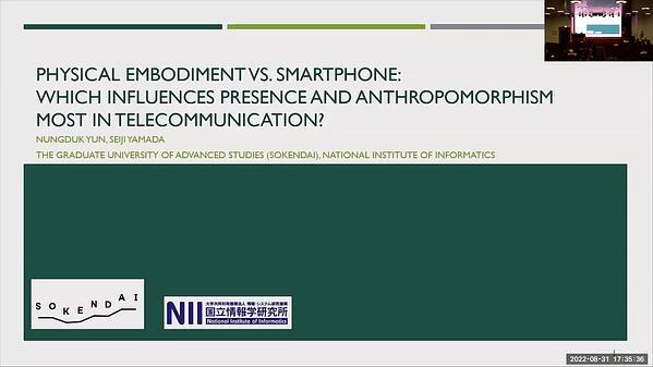 Physical embodiment vs. smartphone: which influences presence and anthropomorphism most in telecommunication?