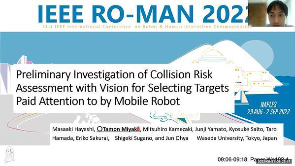 Preliminary Investigation of Collision Risk Assessment with Vision for Selecting Targets Paid Attention to by Mobile Robot