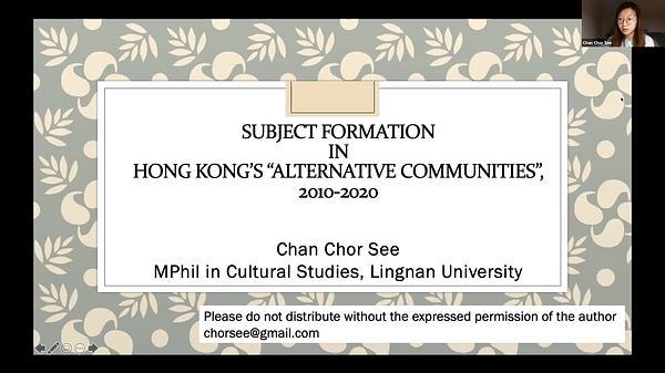 Subject formation in Hong Kong's alternative communities, 2010-2020