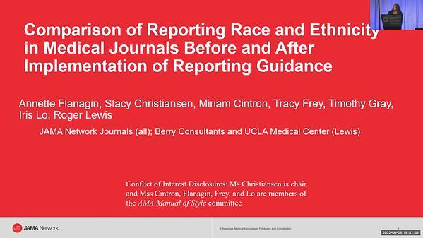 Comparison of Reporting Race and Ethnicity in Medical Journals Before and After Implementation of Reporting Guidance, 2019-2022 | VIDEO