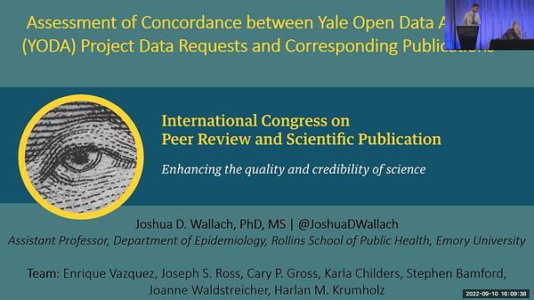 Assessment of Concordance Between Yale Open Data Access (YODA) Project Data Requests and Corresponding Publications