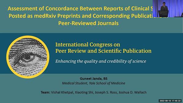 Assessment of Concordance Between Reports of Clinical Studies Posted as medRxiv Preprints and Corresponding Publications in Peer Reviewed Journals