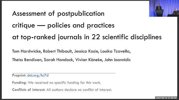 Assessment of Postpublication Critique Policies and Practices at Top-Ranked Journals in 22 Scientific Disciplines | VIDEO