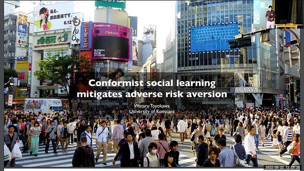 Conformist social learning leads to self-organised prevention against adverse bias in risky decision making