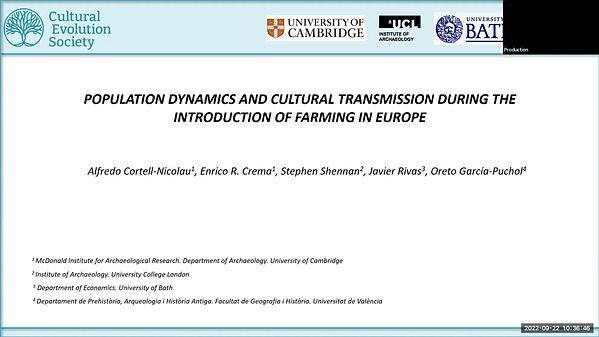 Population dynamics and cultural transmission during the introduction of farming in Europe