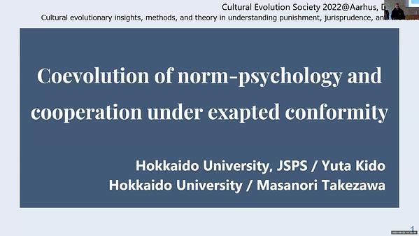 Coevolution of norm-psychology and cooperation under exapted conformity