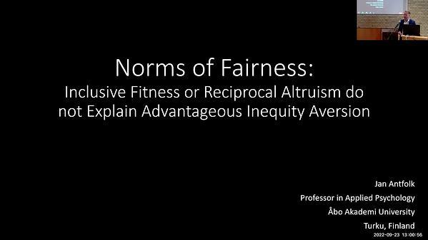 Norms of Fairness: Inclusive Fitness or Reciprocal Altruism Does not Explain Advantageous Inequity Aversion