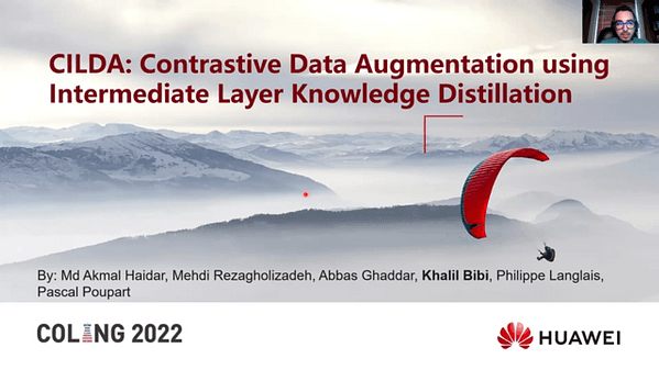 CILDA: Contrastive Data Augmentation using Intermediate Layer Knowledge Distillation