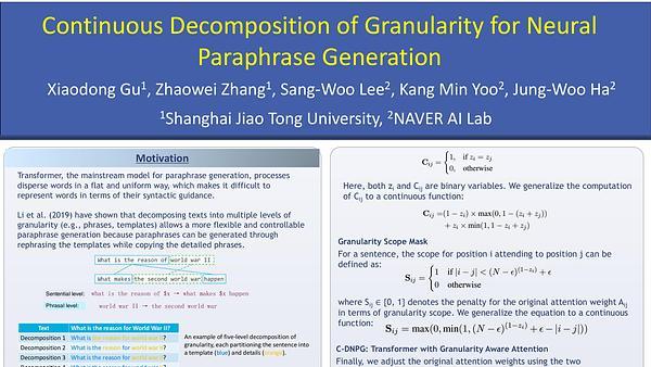 Continuous Decomposition of Granularity for Neural Paraphrase Generation