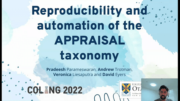 Reproducibility and automation of the Appraisal taxonomy