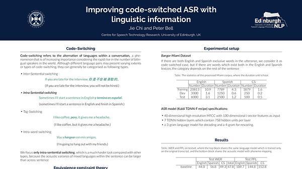 Improving code-switched ASR with linguistic information