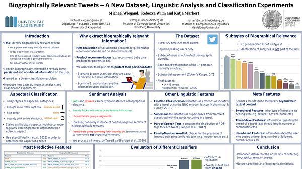 Biographically Relevant Tweets -- A New Dataset, Linguistic Analysis and Classification Experiments