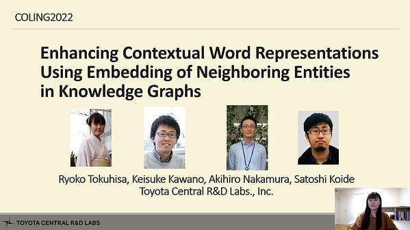 Enhancing Contextual Word Representations Using Embedding of Neighboring Entities in Knowledge Graphs