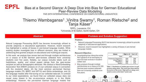 Bias at a Second Glance: A Deep Dive into Bias for German Educational Peer-Review Data Modeling