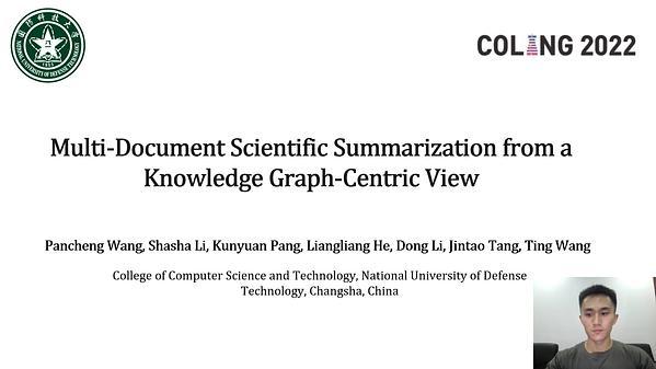 Multi-Document Scientific Summarization from a Knowledge Graph-Centric View