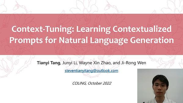 Context-Tuning: Learning Contextualized Prompts for Natural Language Generation