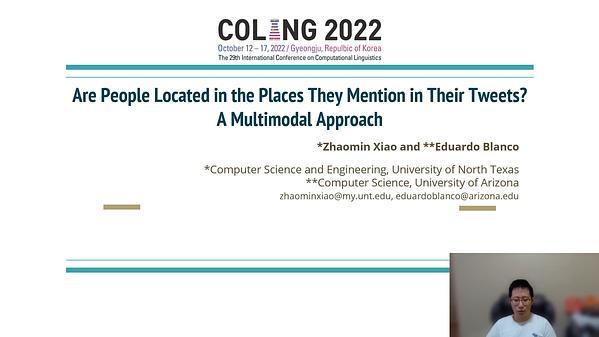 Are People Located in the Places They Mention in Their Tweets? A Multimodal Approach