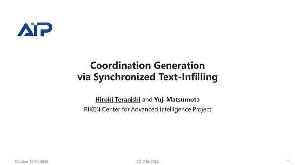 Coordination Generation via Synchronized Text-Infilling