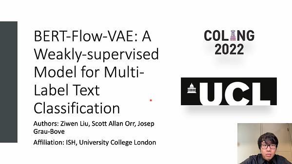BERT-Flow-VAE: A Weakly-supervised Model for Multi-Label Text Classification